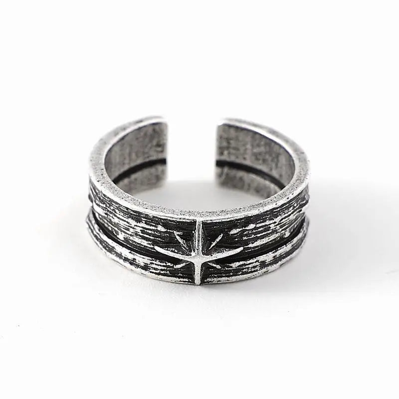 Unisex Silver Starry Night Punk Gothic Adjustable Open Ring Retro Art Jewelry Gift for Men And Women