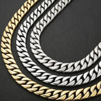 Mens Necklaces Brushed Gold Color Stainless Steel 20MM Wide Curb Chain Tight Cuban Link HipHop Neck Chains for Men
