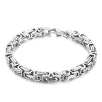 Fongten 4/5/6/8mm Byzantium Bracelet For Men Stainless Steel Box Chain Wirstband Charm Men Bangle Bracelets Jewelry