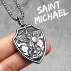 Archangel Michael Shield Pendant — Stainless Steel