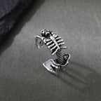 Retro Punk Skull Design Ring For Men Adjustable Personality Gothic Style Fashion Metal Bone Shape Ring Jewelry