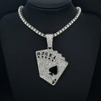 Iced Out Poker Card Cuban Pendant — Gold