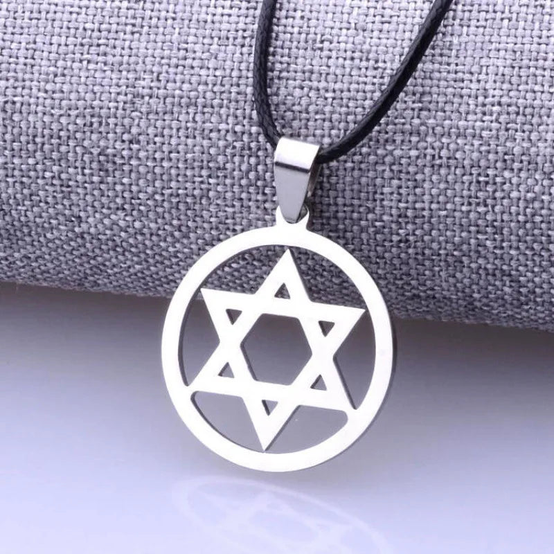 Star of David Beaded Chain Necklace — Stainless Steel