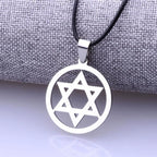 Star of David Beaded Chain Necklace — Stainless Steel