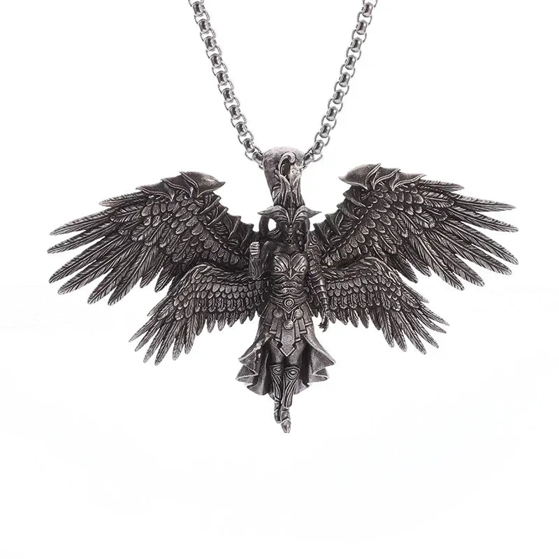 Delicate Antique Silver Color Seraph Prayer Good Luck Necklace Pendant Men Women Anniversary Amulet Jewelry Gift