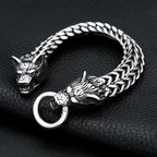 Double Wolf Head Bracelet — Stainless Steel