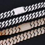 Nuoya Iced Out 26mm 6 Rows Cuban Link Chain Necklace Prong Setting Cubic Zirconia Necklace Thick Bracelet for Men Gift