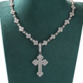 THE BLING KING Iced Out Cross Star Link Chain Baguettecz Cubic Zirconia Cross Pendant Necklace Charm Fashion Hiphop Jewelry