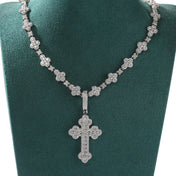 Cross Star Link Chain Pendant Necklace — Two-Tone, Copper Alloy