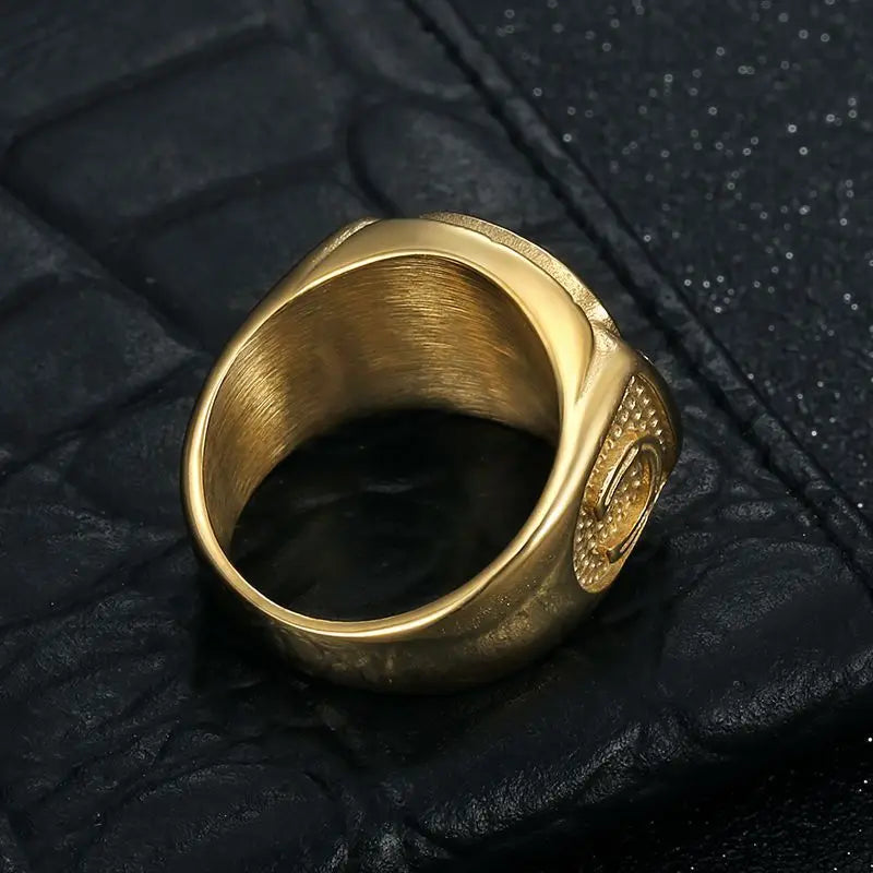 1pc, 316L stainless steel jewelry, St. Jude ring,with rhinestone green enamel, street party, daily wear, men's women's