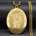 Archangel St.Michael Protect Me Necklace Stainless Steel Saint Shield Protection Male Necklace Jewelry corrente