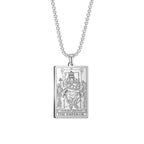 Dawapara The Major Arcana Tarot Cards Vintage Amulet Pendant Necklaces Box Chain Men Jewelry Stainless Steel Golden