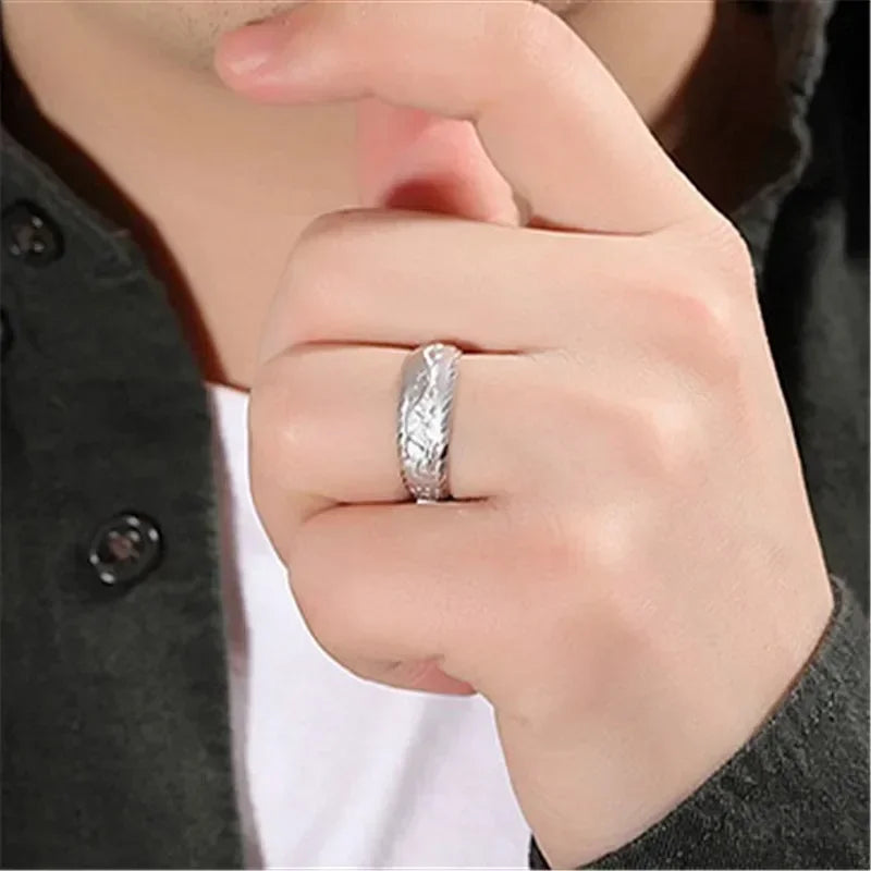 Ring for Man Luxury Engraving Dragon Adjustable Ring Fashion Jewelry Male Two Color Yellow/White Gold Finger Ring Gift