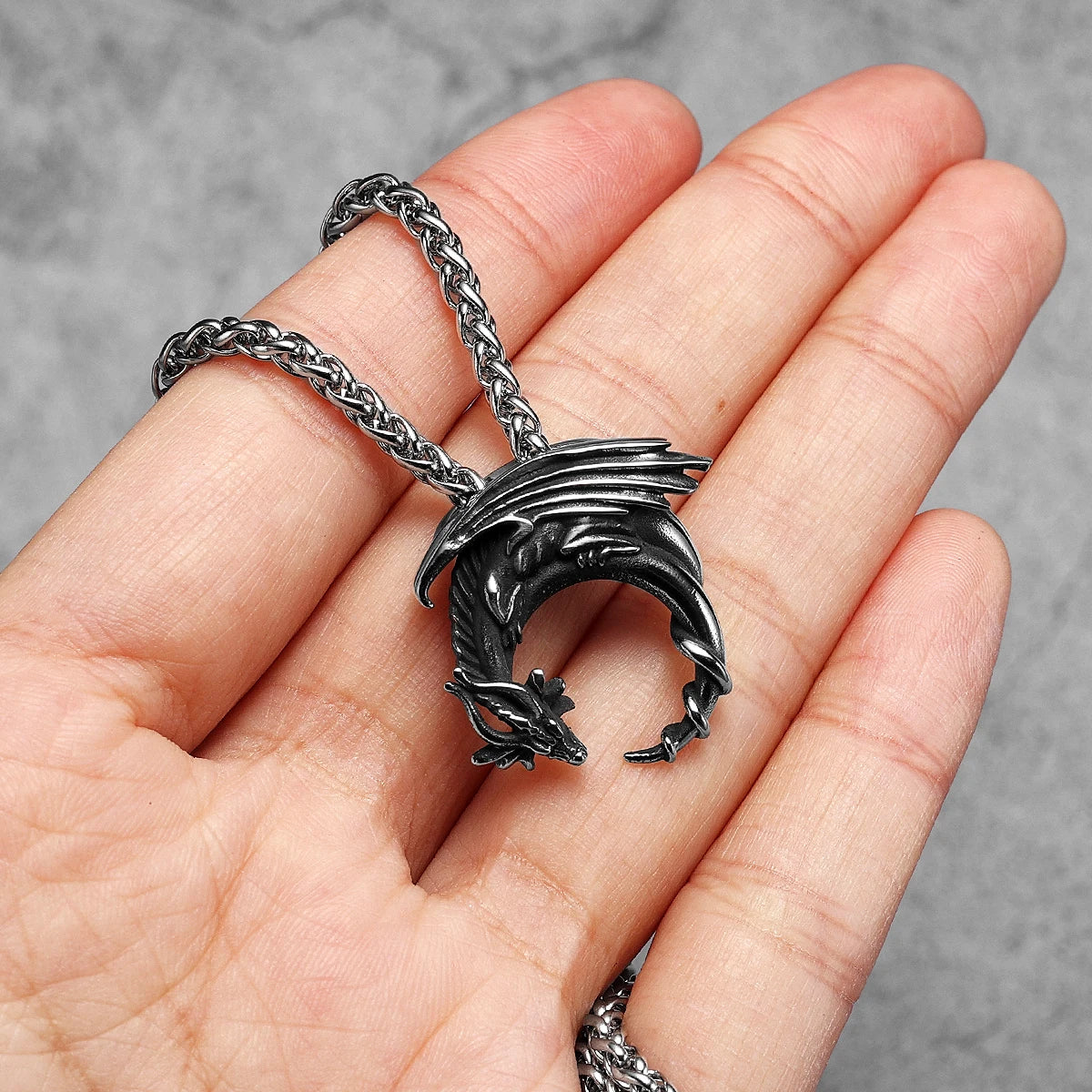 Flying Dragon Pendant Necklace — Stainless Steel