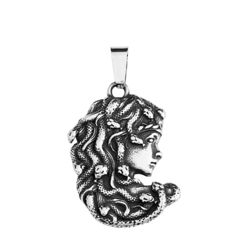 Small Medusa Gorgon Pendant — Stainless Steel