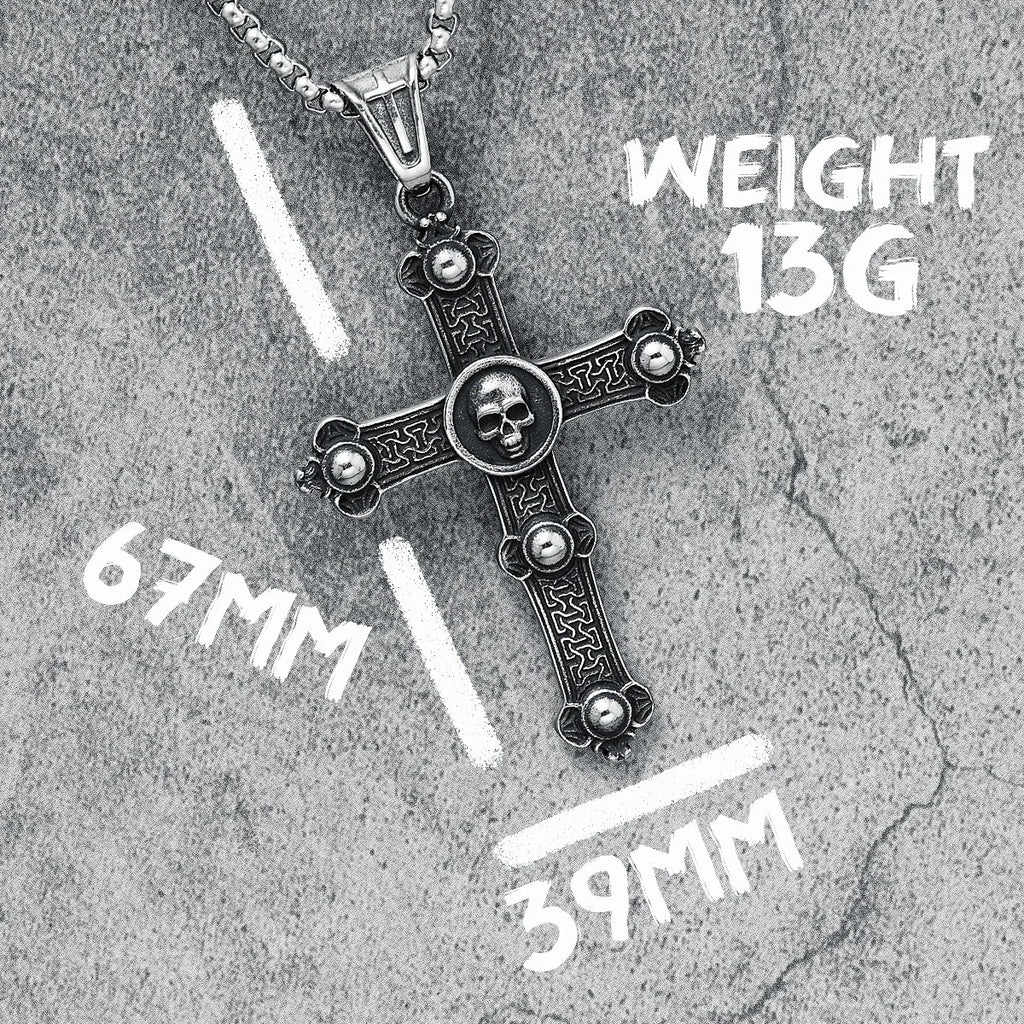 316L Stainless Steel Cross Necklaces Skull Men Pendant Top Quality Chain Religion Rock Punk Rap for Biker Male Jewelry Best Gift