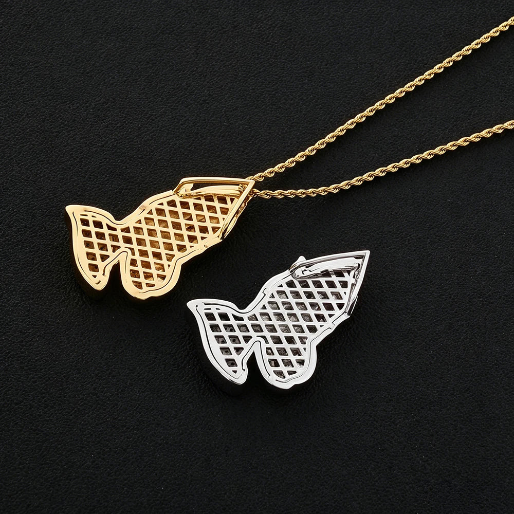 ESKEEM Wholesale Hip Hop Iced Out CZ Hamsa Hand Pendant Necklace Jewelry for Women Men Gold Silver Charm Diamond Pendant Gift