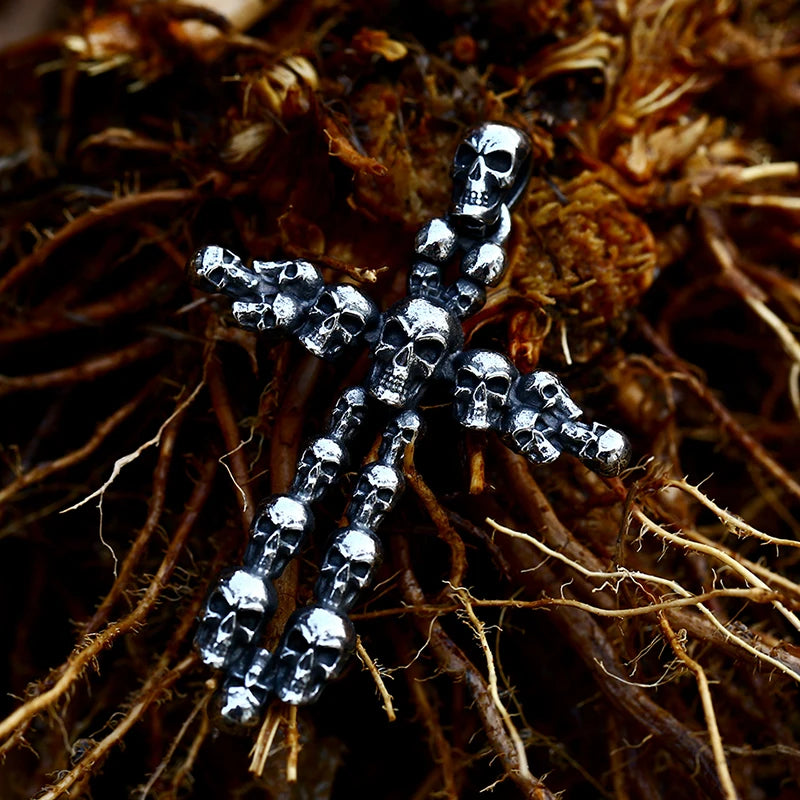 BEIER Punk Rock Fashion Cross Charm Vintage Skull head pendant Chain Fashion jewelry for man women Best Lover gift BP8-479