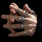 Spider Bat Skull Snake Ring Set — Stainless Steel