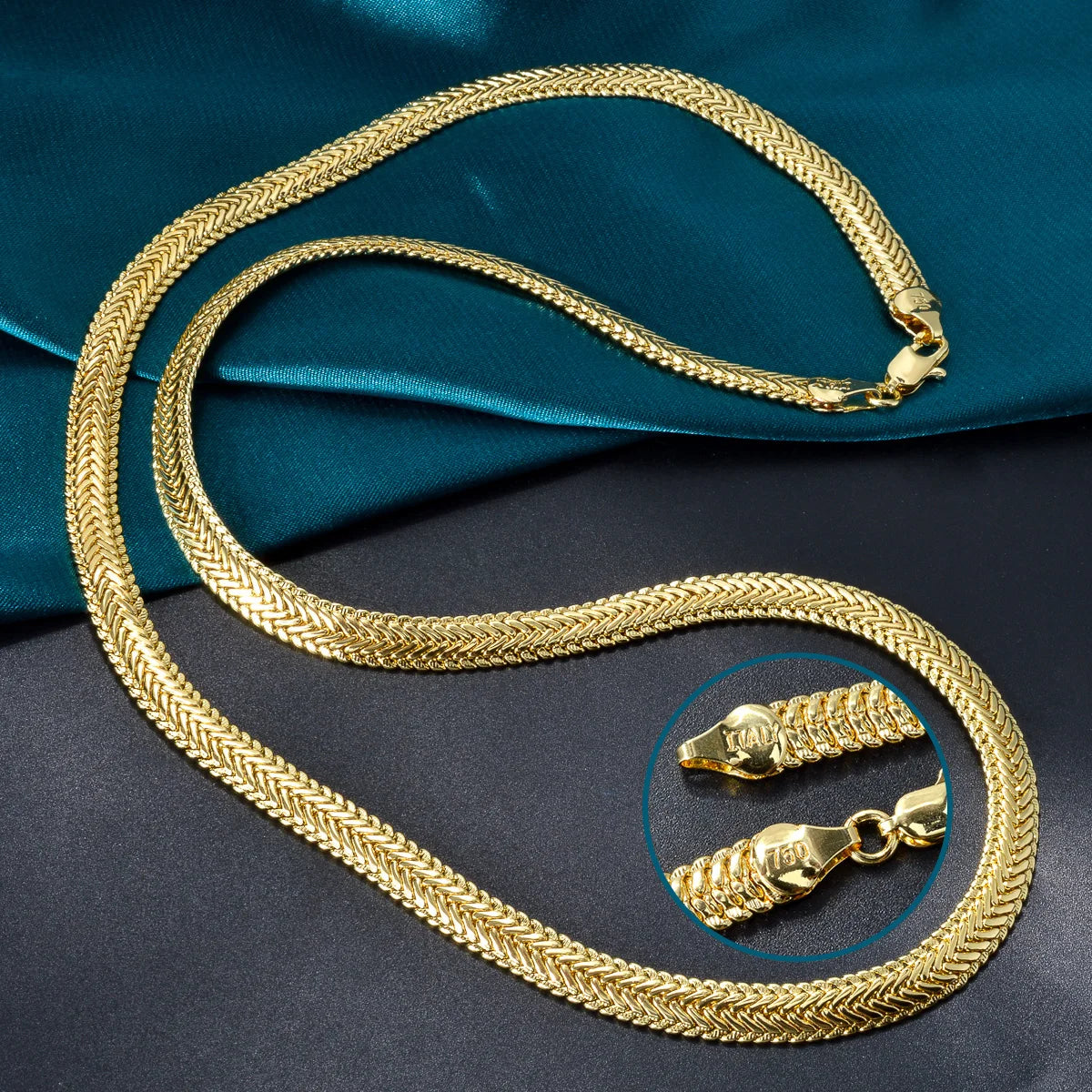 Classic Herringbone Chain Necklace for Daily Wear 24 Inch