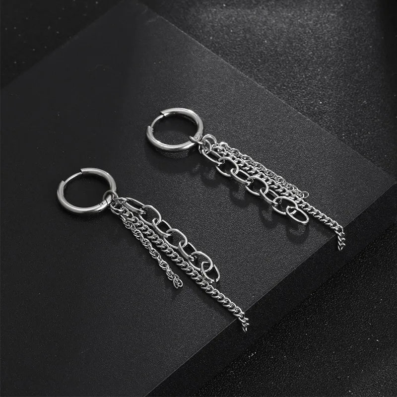 Fringed Chain Earrings — Stainless Steel
