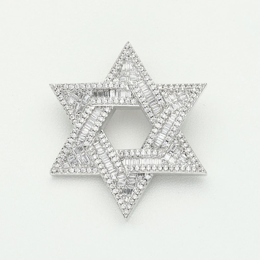 Iced Out Hexagram Pendant Stainless Steel