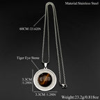 Celtic Knot Tiger Eye Pendant Necklace — Gold-Tone