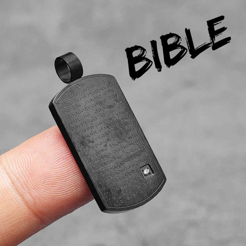 Bible Gemstone Pendant — Stainless Steel