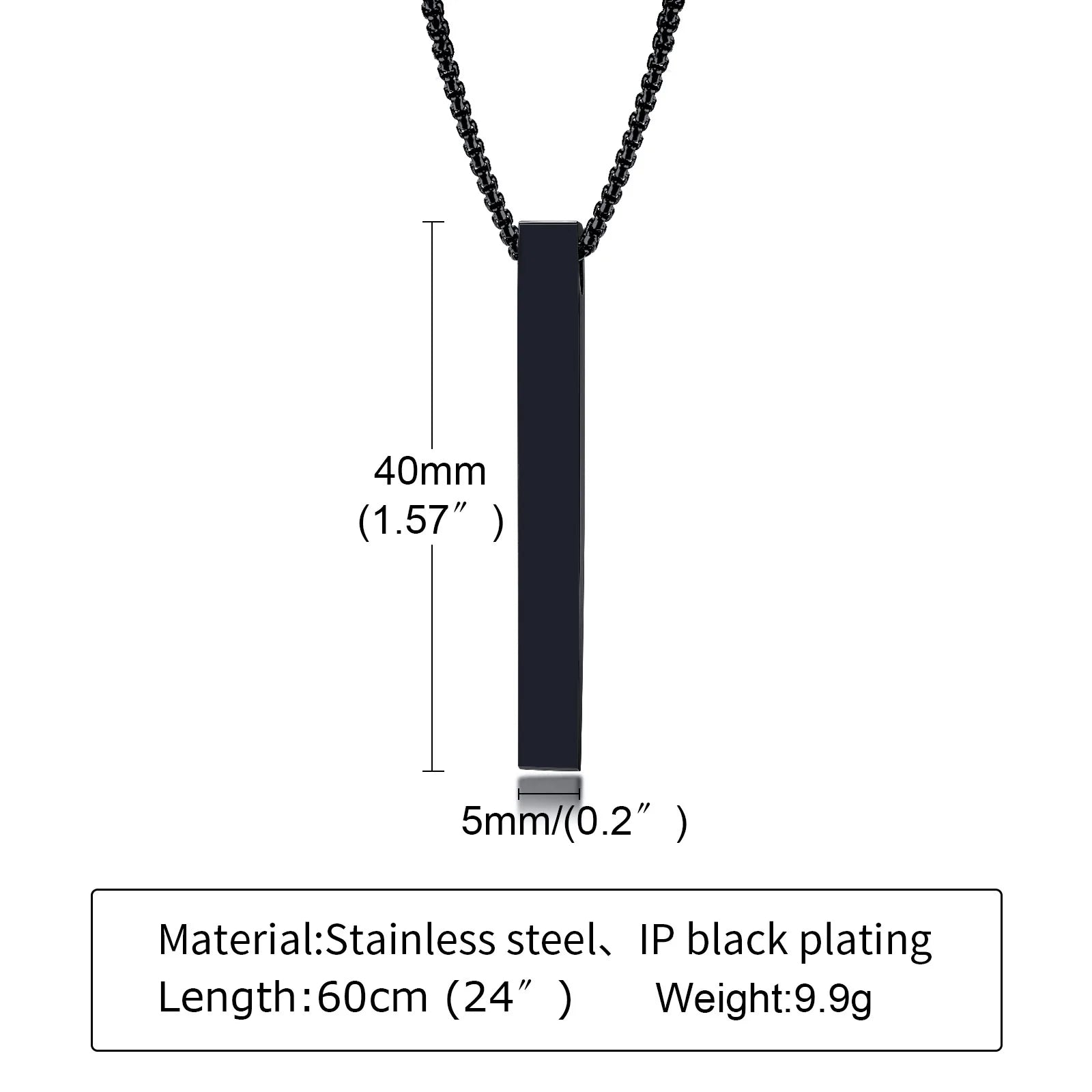 Pillar Bar Pendant Necklace — Stainless