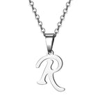 Vintage Initial Letter Pendant Necklace for Women Simple Stainless Steel Letter Glossy Clavicle Chain Choker Necklaces Jewelry