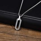 Vnox Mens Silver Color Bar Necklaces, Geometric Stainless Steel Pendant with Box Chain, Minimalst Metal Jewelry Gift
