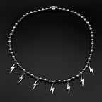 Korean Fashion Lightning Necklace Stainless Steel Ball Bead Chain Flash Pendant Punk Y2K Street Unisex Y2K Hiphop Jewelry Gift