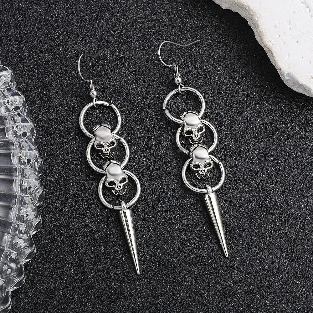Gothic Skull Spike Heart Star Dangle Drop Earrings Halloween
