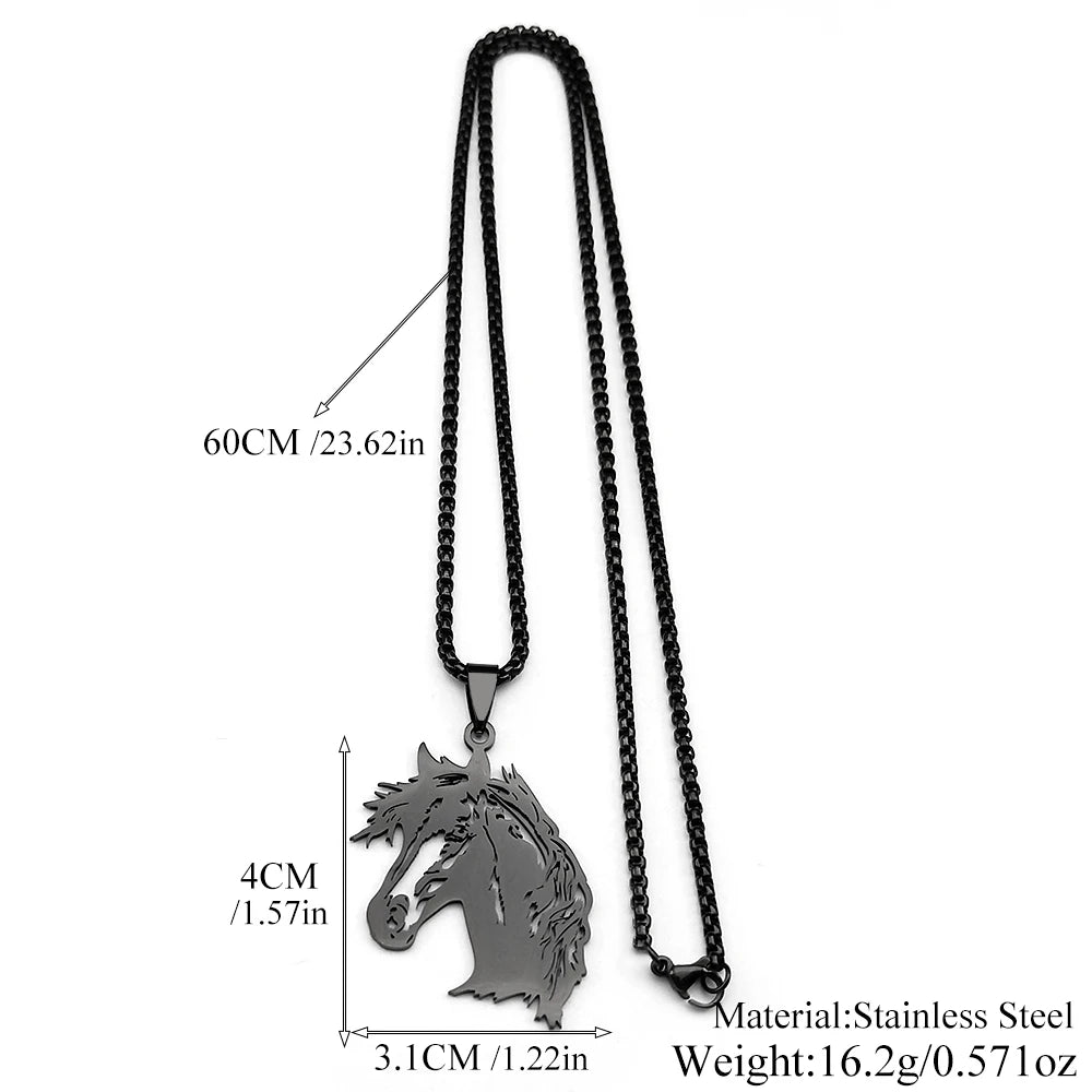 Gold Pendant Horsehead Animal Hollow Out