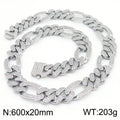 Hip-Hop Jewelry CZ Cuban Chain Man Bracelet Necklace Set Luxury Gold Color 60CM Long Stainless Steel Men's Necklace &