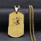 SAINT MICHAEL Archangel Pendant Necklace For Women Men Stainless Steel Dog Tag Metal Shape Necklaces Religious Jewelry