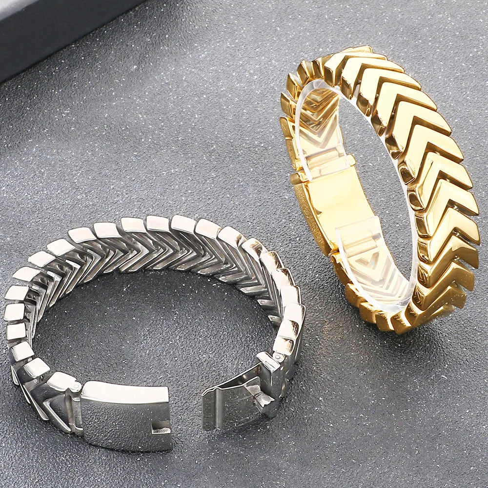 V-Shaped Snake Bone Chain Bracelet for Man High Polished 316l Stainless Steel Men's Bracelets Punk Rock Statement
