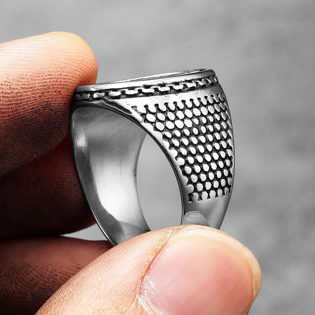Cross Amulet Ring — Stainless Steel