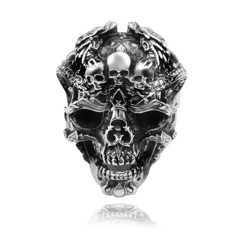 Skull Steel Ring Retro Three Mouth Street