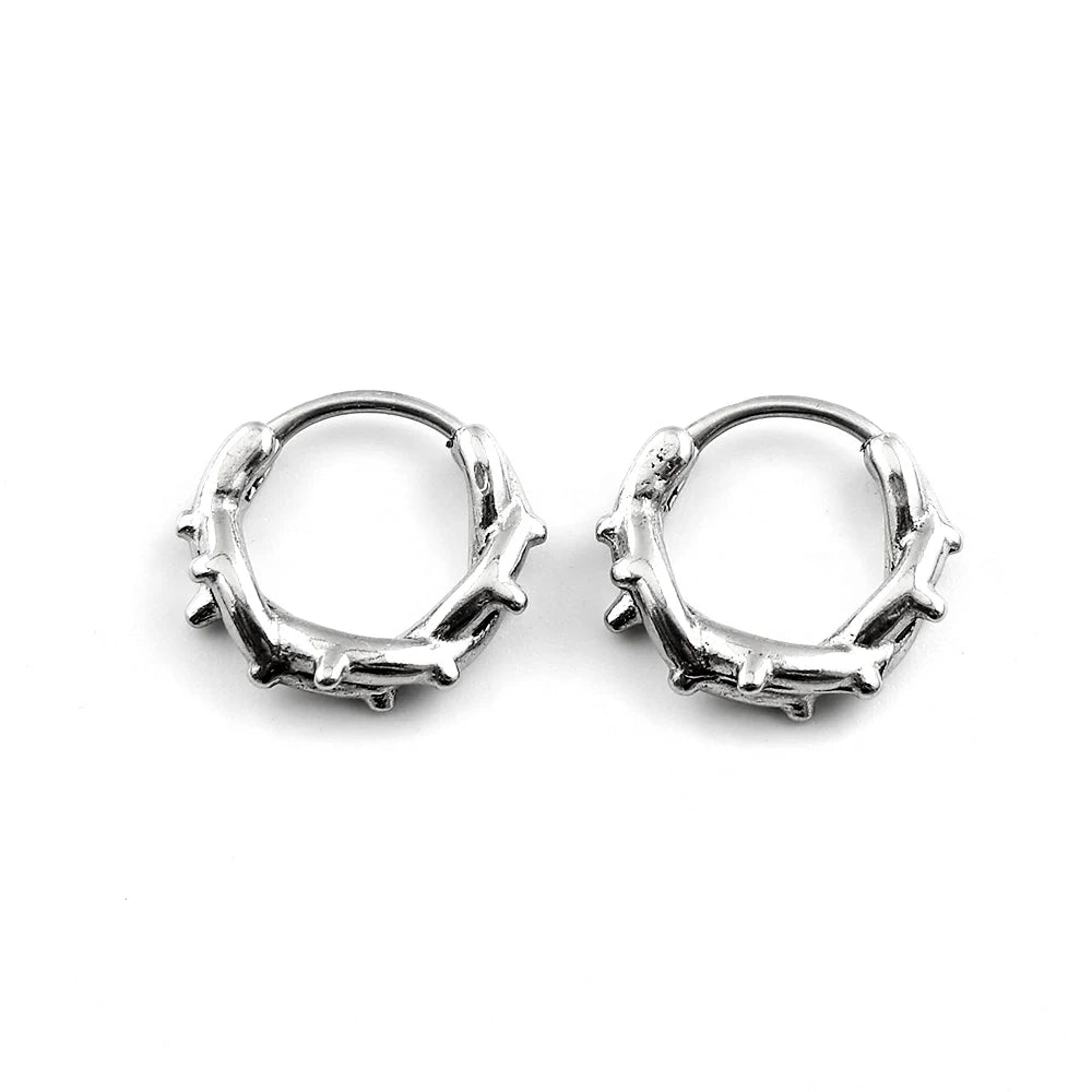 Gothic Punk Barbed Wire Spike Hoop Earrings Stainless Steel Huggie Hoops Street Ear Jewelry Emo Alt Teens Men Piercing