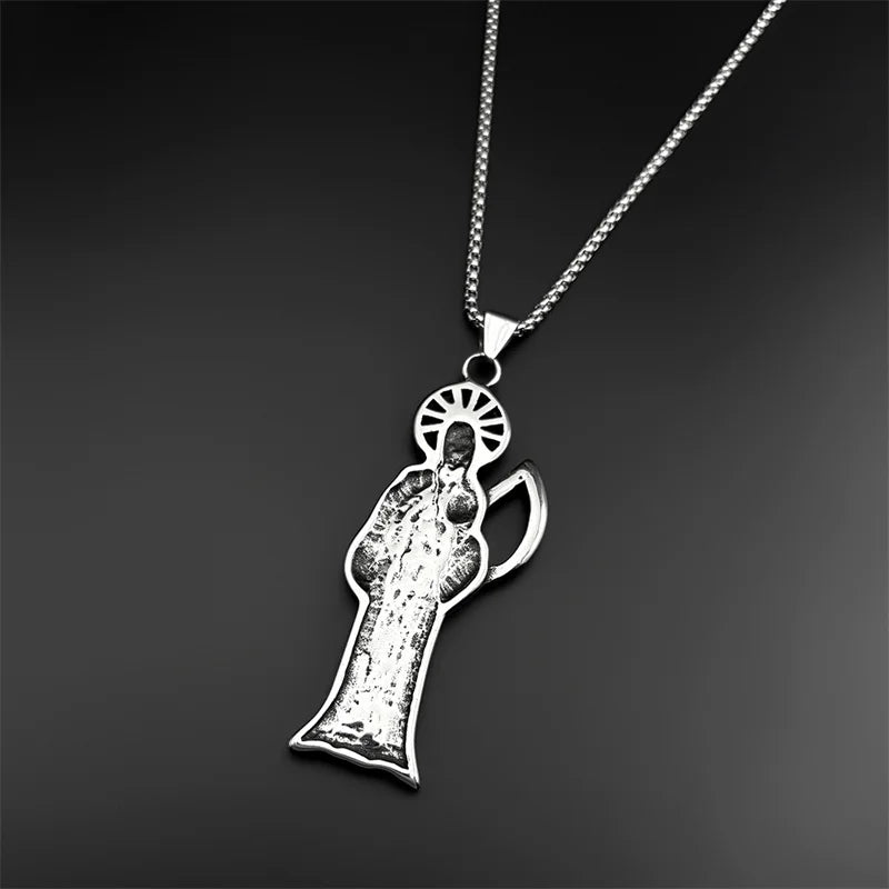 Grim Reaper Skull Pendant — Silver