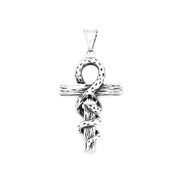 Snake Cross Pendant — Stainless Steel