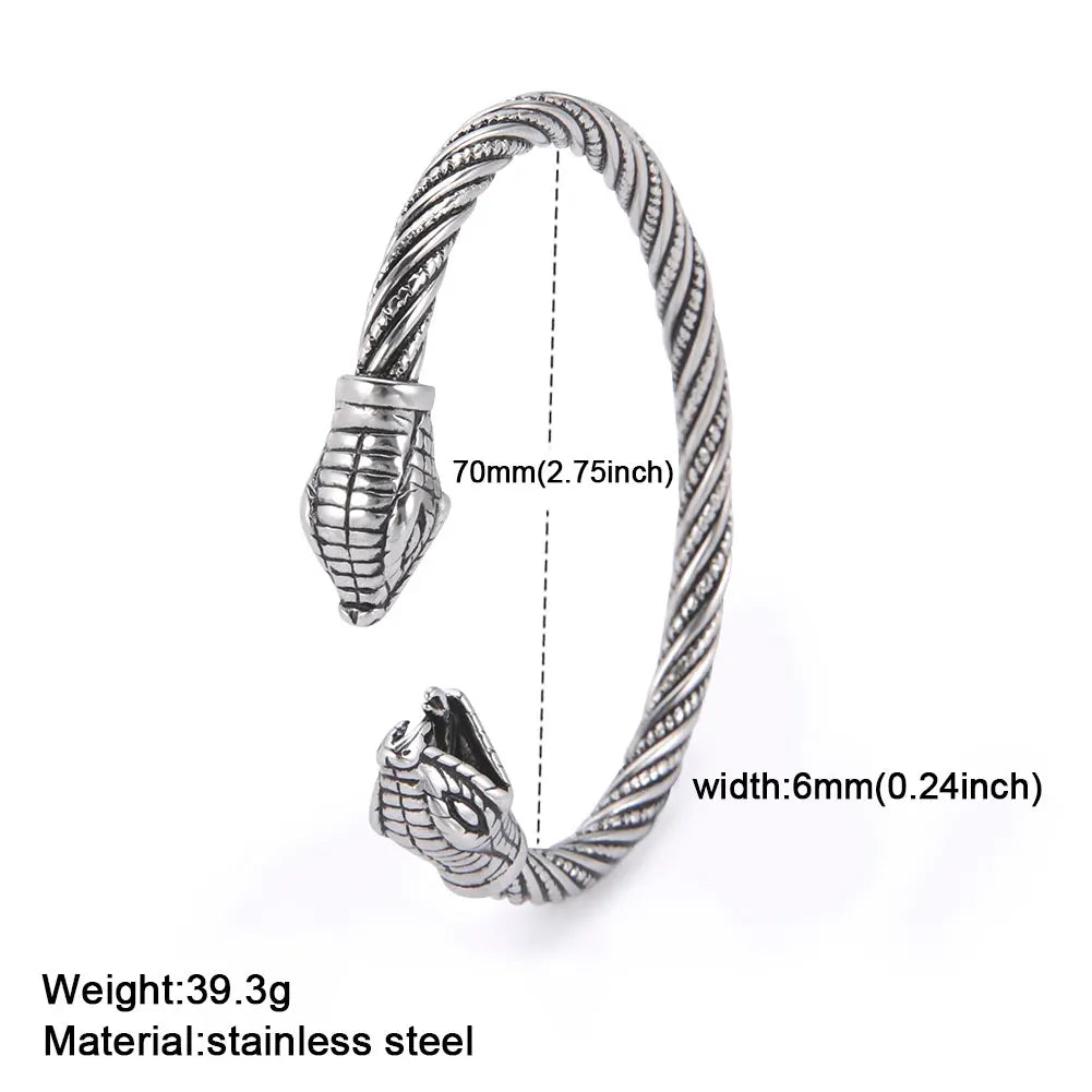 My Shape Viking Animal Cuff Bangles for Men Punk Wolf Lion Leopard Skeleton Stainless Steel Bracelet Nordic Vintage