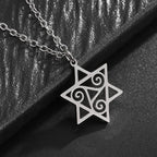 Hamsa Hands of Fatima Hebrew Pendant Stainless Steel Jerusalem Star of David Necklace Women's Jewish Jewelry