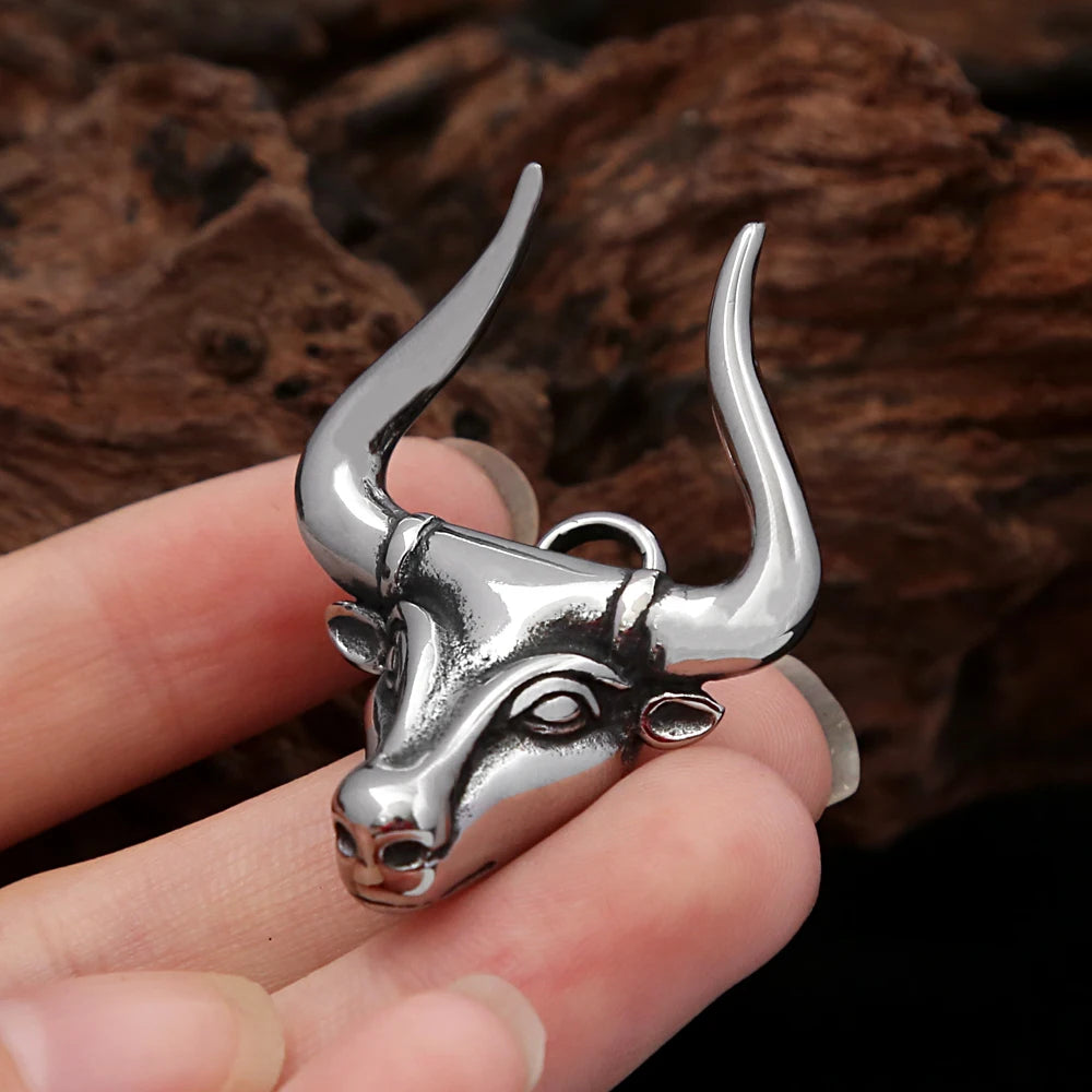 Bull Head Pendant — Stainless Steel