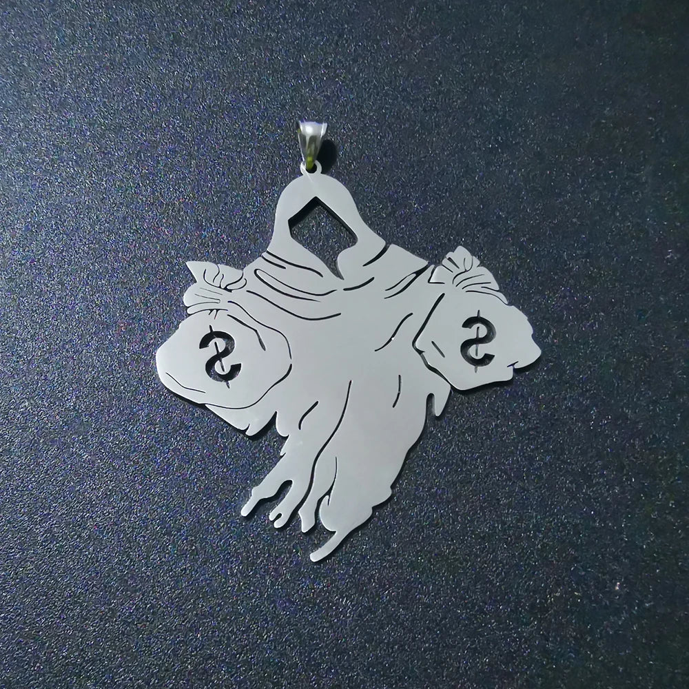 Large Haunted Pendant Necklace — Stainless Steel, 30 Inch
