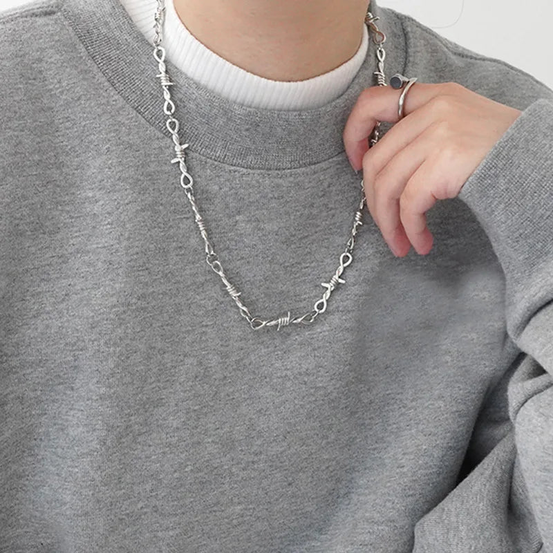 Small Wire Brambles Iron Unisex Choker Necklace Women Hip-hop Gothic Punk Barbed Wire Little Thorns Chain Choker Jewelry Gifts