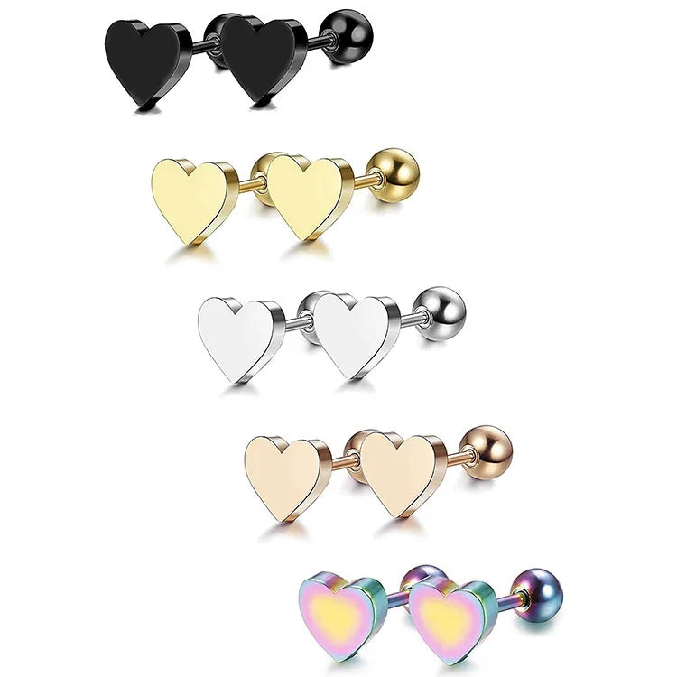 Stainless Steel Heart Stud Earrings