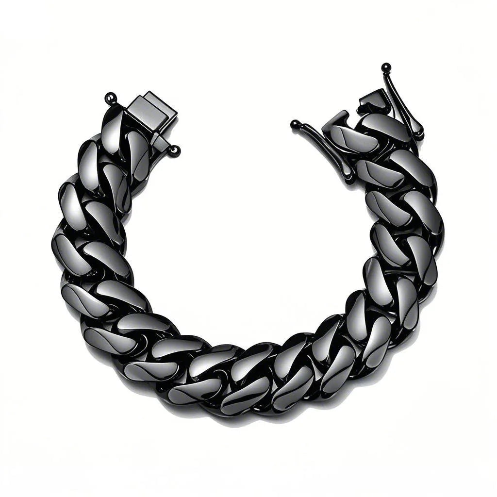 Hip Hop Black Color Stainless Steel Dense Cuban Miami Link Chain Necklaces for Men Bling Rapper jewelry Drop Shipping