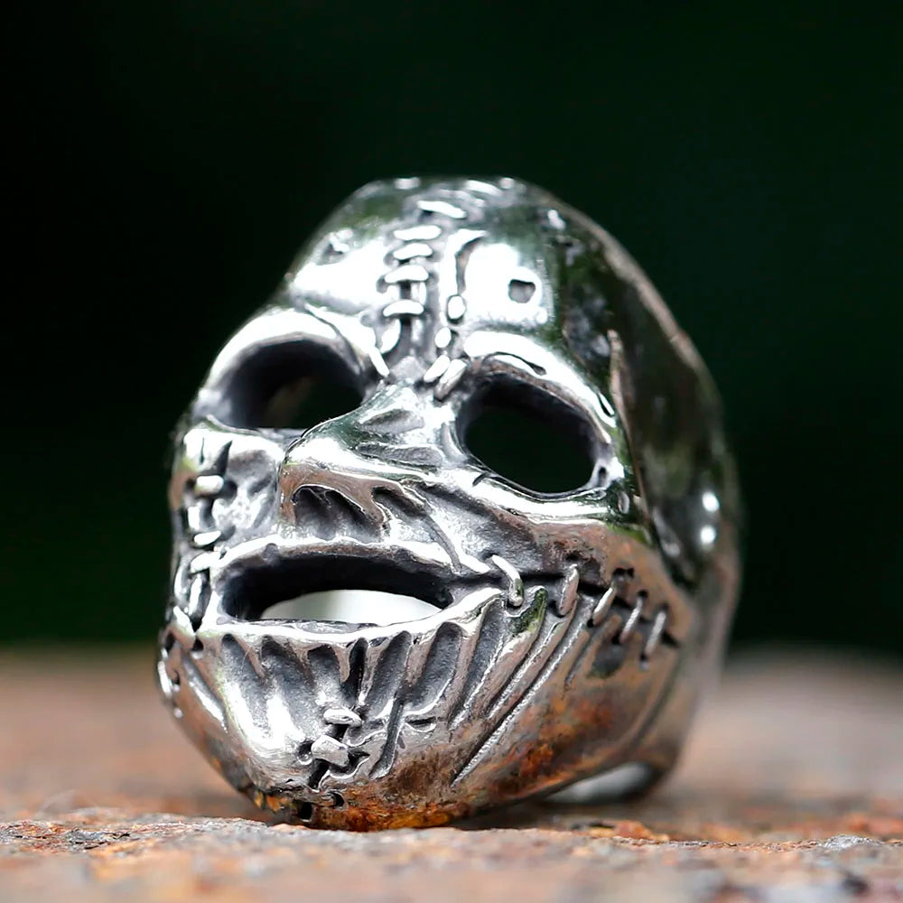 Flowers Skull Mask Ring — Stainless Steel